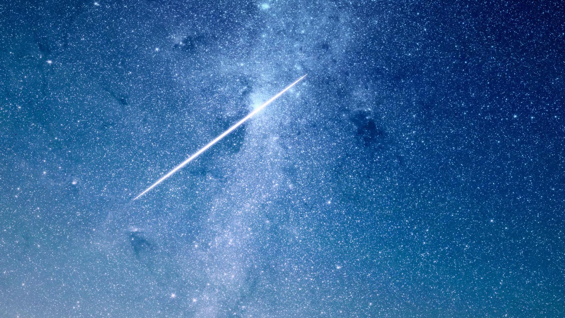 Shooting star in the night sky